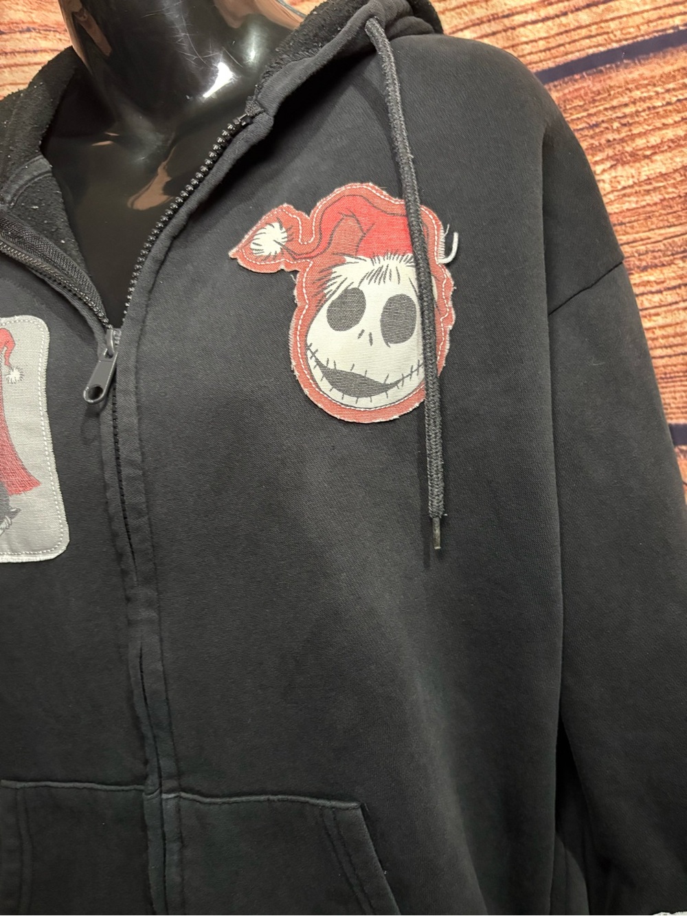 Disney Black Nightmare Before Christmas Patch Zip-Up Hoodie - Picture 5 of 8